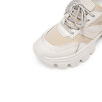 Load image into Gallery viewer, Beige Tone Crystal Lace Up Chunky Sneakers
