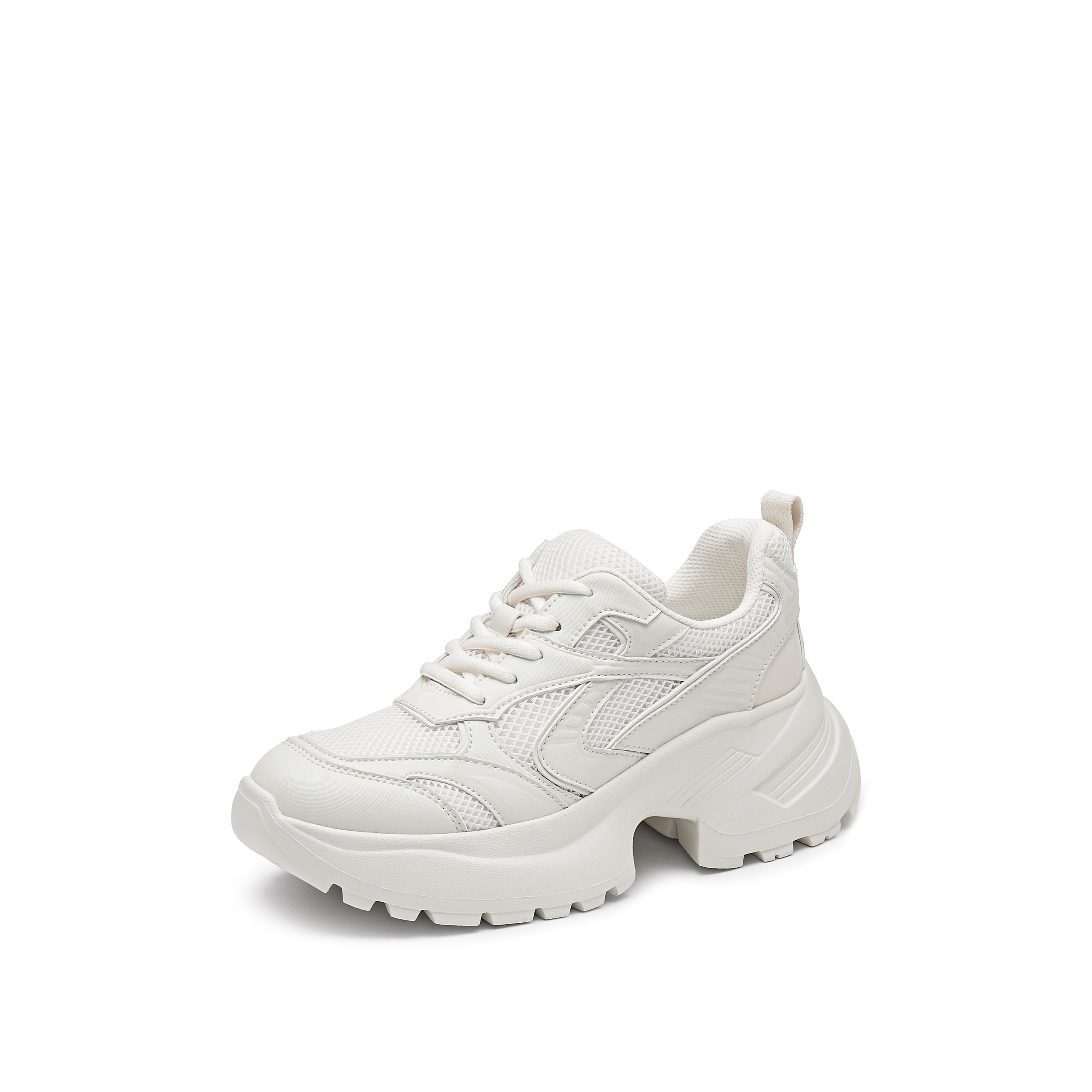 Light Beige Meshed Chunky Sneakers