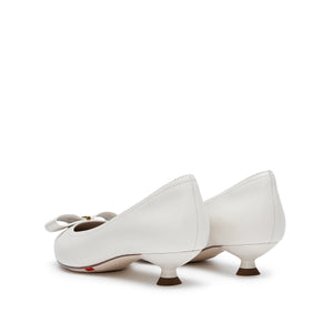 Beige ST Bow Leather Workwear Pumps