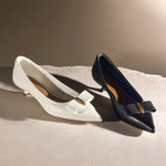 Load image into Gallery viewer, Beige ST Bow Leather Workwear Pumps
