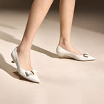 Load image into Gallery viewer, Beige ST Bow Leather Workwear Pumps
