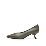 Grey ST Leaf Leather Workwear Pumps