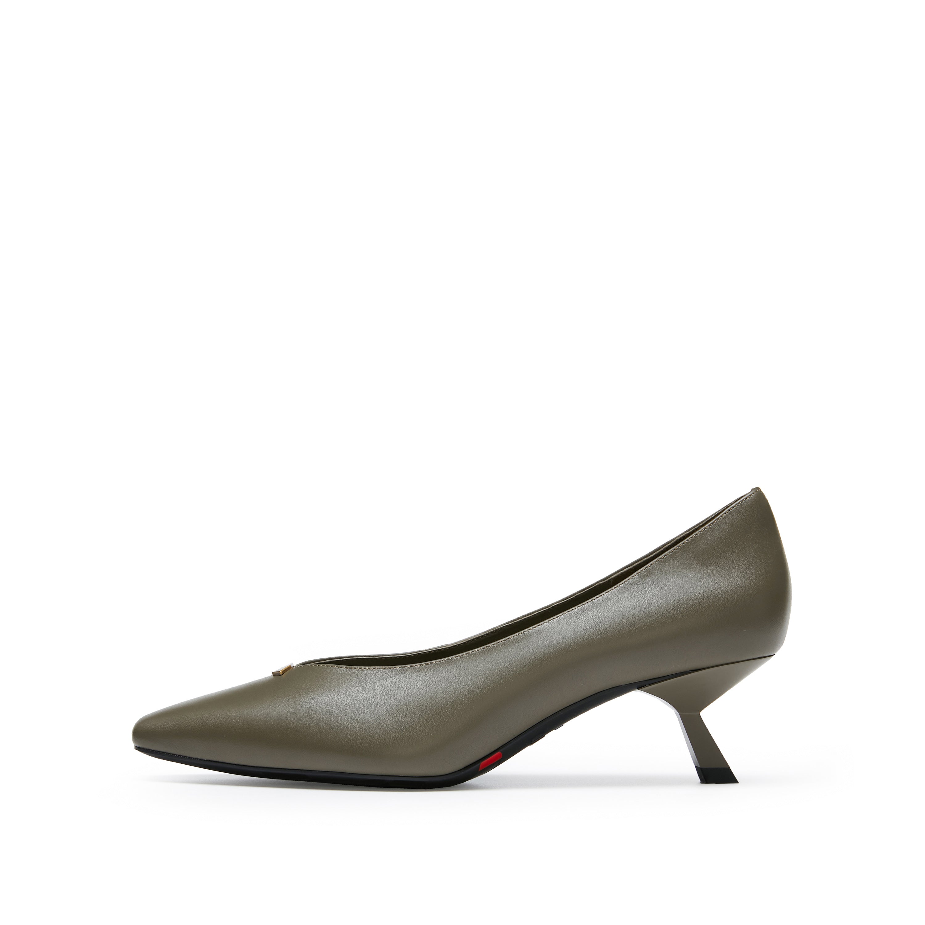 Grey ST Leaf Leather Workwear Pumps