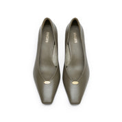 Grey ST Leaf Leather Workwear Pumps