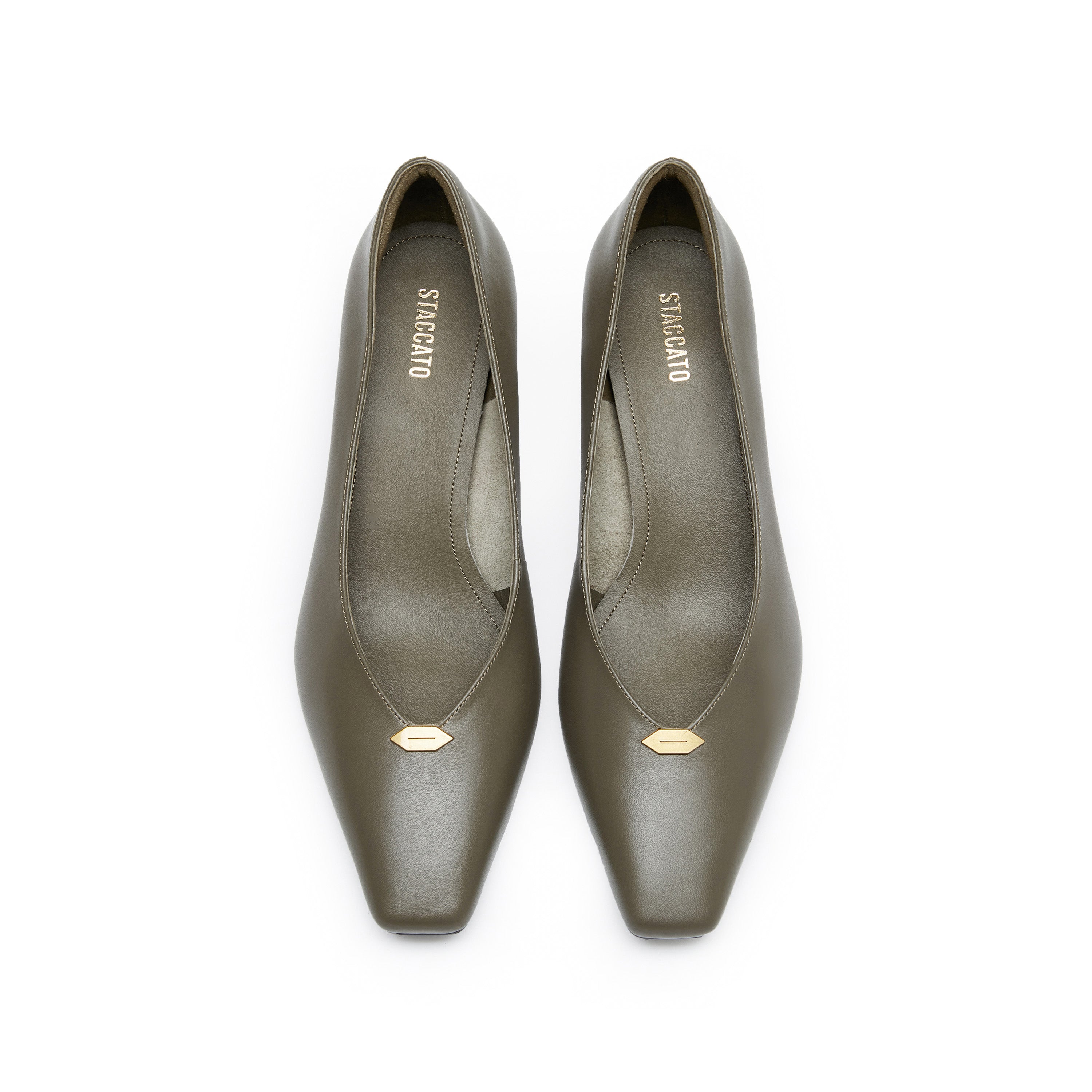 Grey ST Leaf Leather Workwear Pumps
