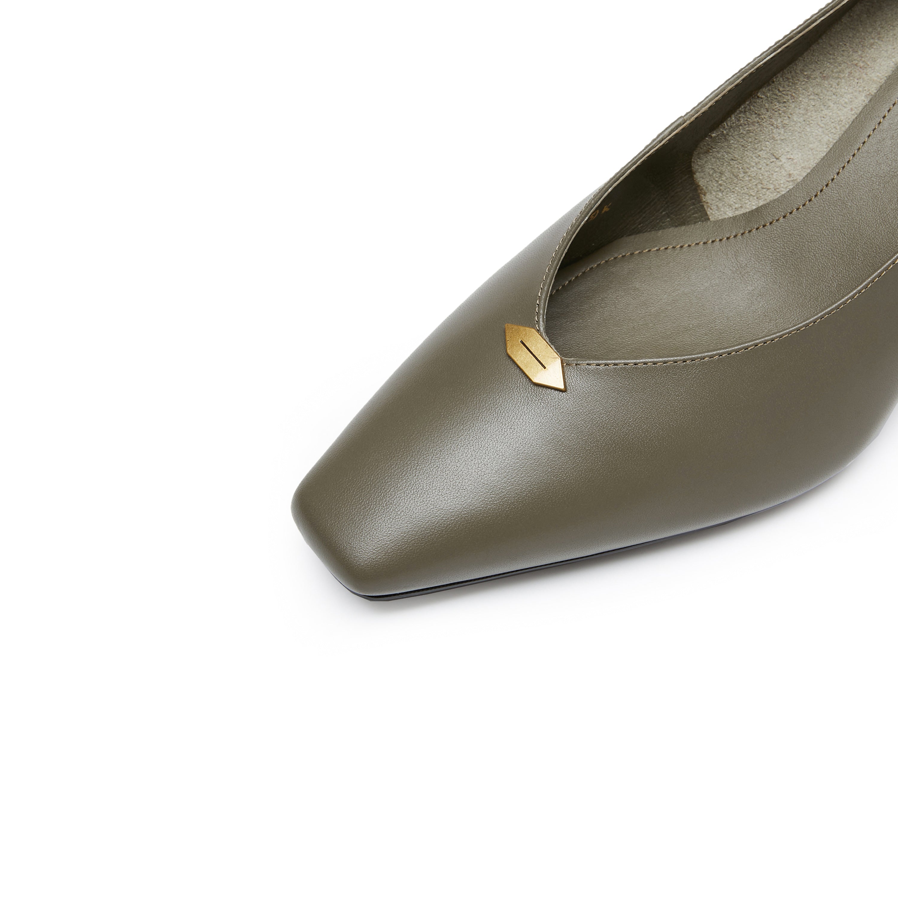 Grey ST Leaf Leather Workwear Pumps