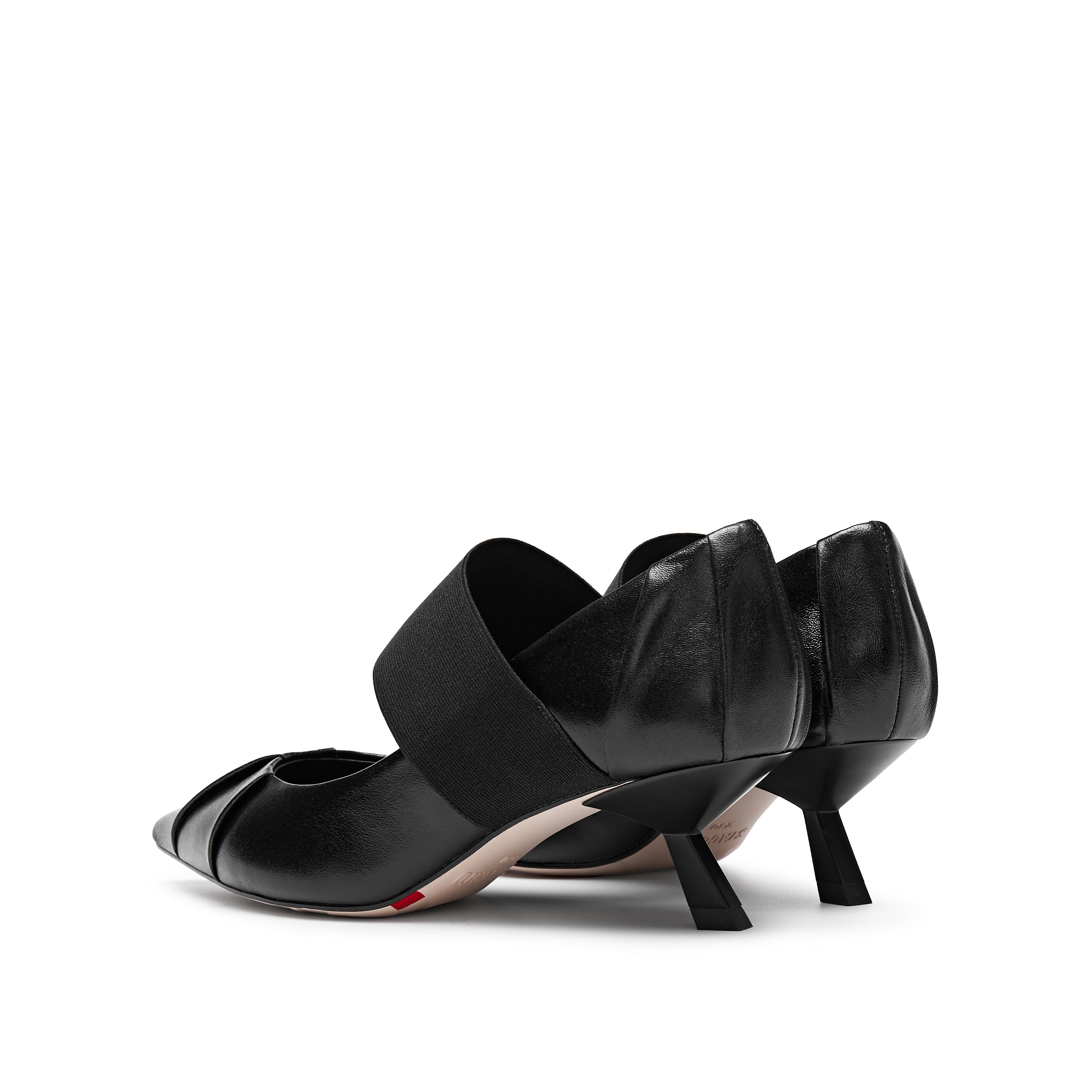 Black Pleated Pointy Elastic Ballerina Pumps
