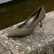 Green Suede Leather Pumps