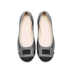 Load image into Gallery viewer, Silvery Grey Square Buckle Leather Ballerina Flats
