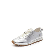 Silver Leather Slim- cut Lace-up Runner