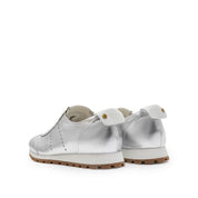 Silver Leather Slim- cut Lace-up Runner