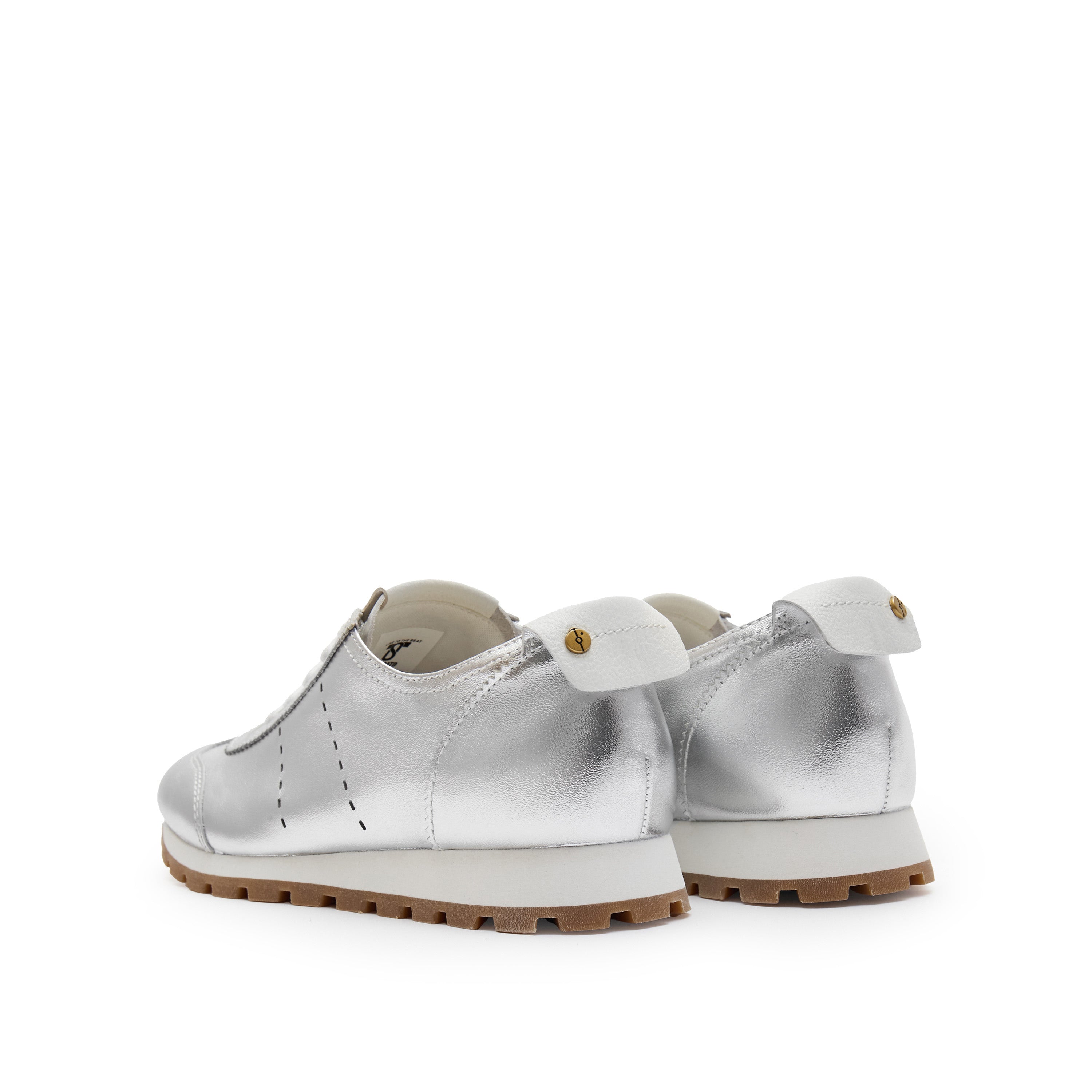Silver Leather Slim- cut Lace-up Runner
