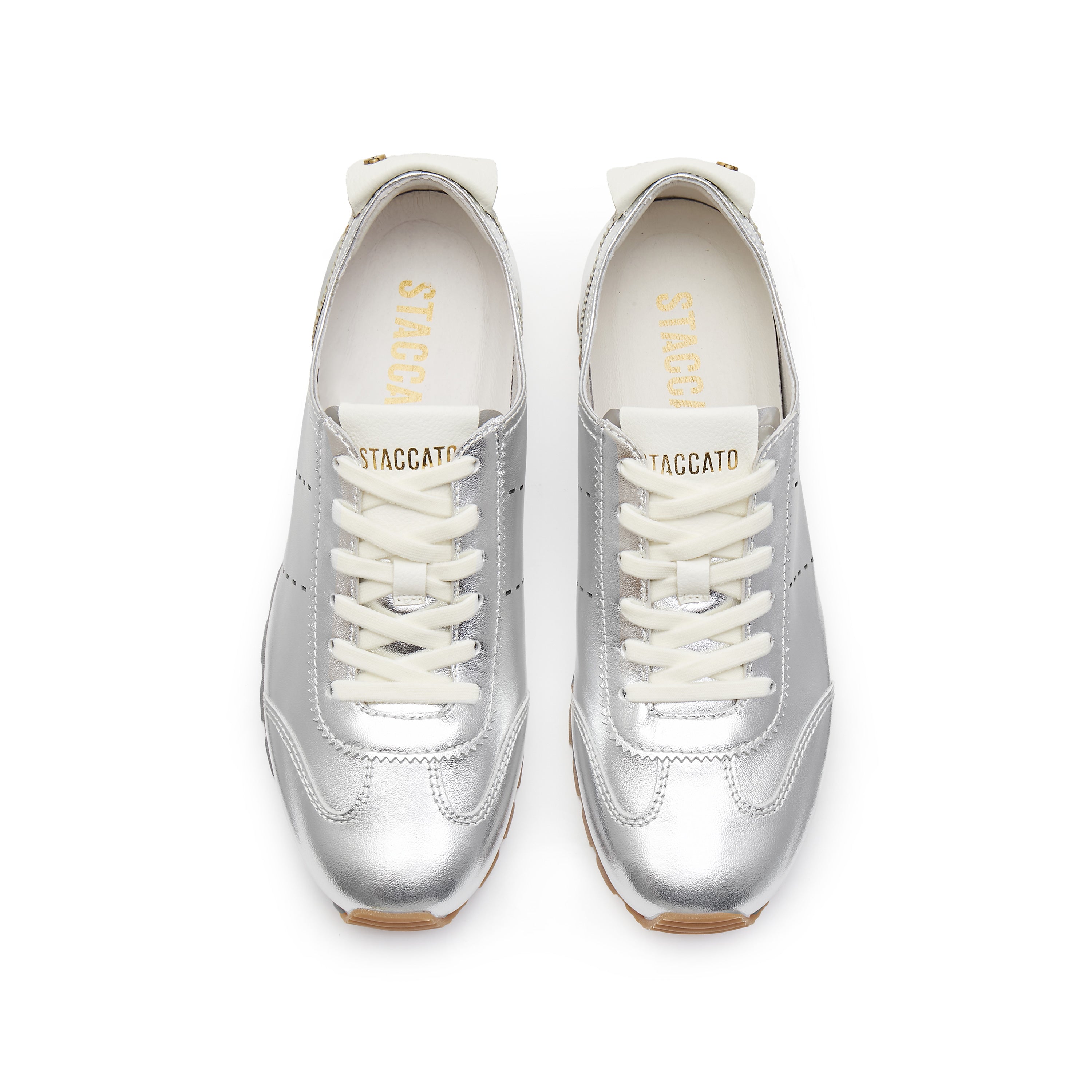 Silver Leather Slim- cut Lace-up Runner