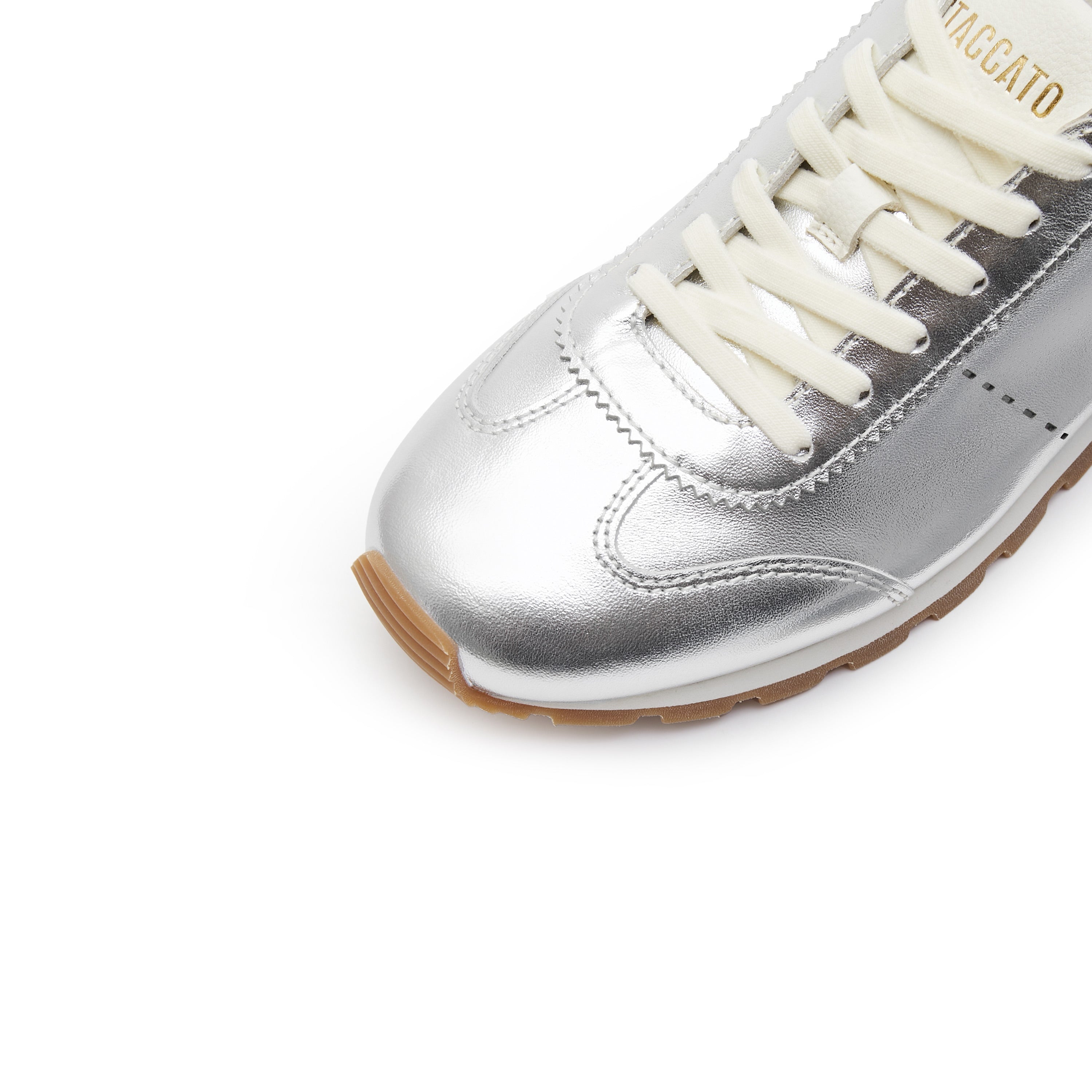 Silver Leather Slim- cut Lace-up Runner