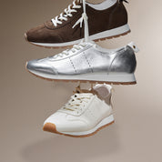 Silver Leather Slim- cut Lace-up Runner