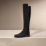 Load image into Gallery viewer, Brown Leather Minimal High Knee Sock Boots
