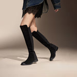 Load image into Gallery viewer, Brown Leather Minimal High Knee Sock Boots
