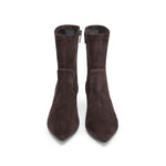 Load image into Gallery viewer, Brown Pointy Suede Ankle Sock Boots
