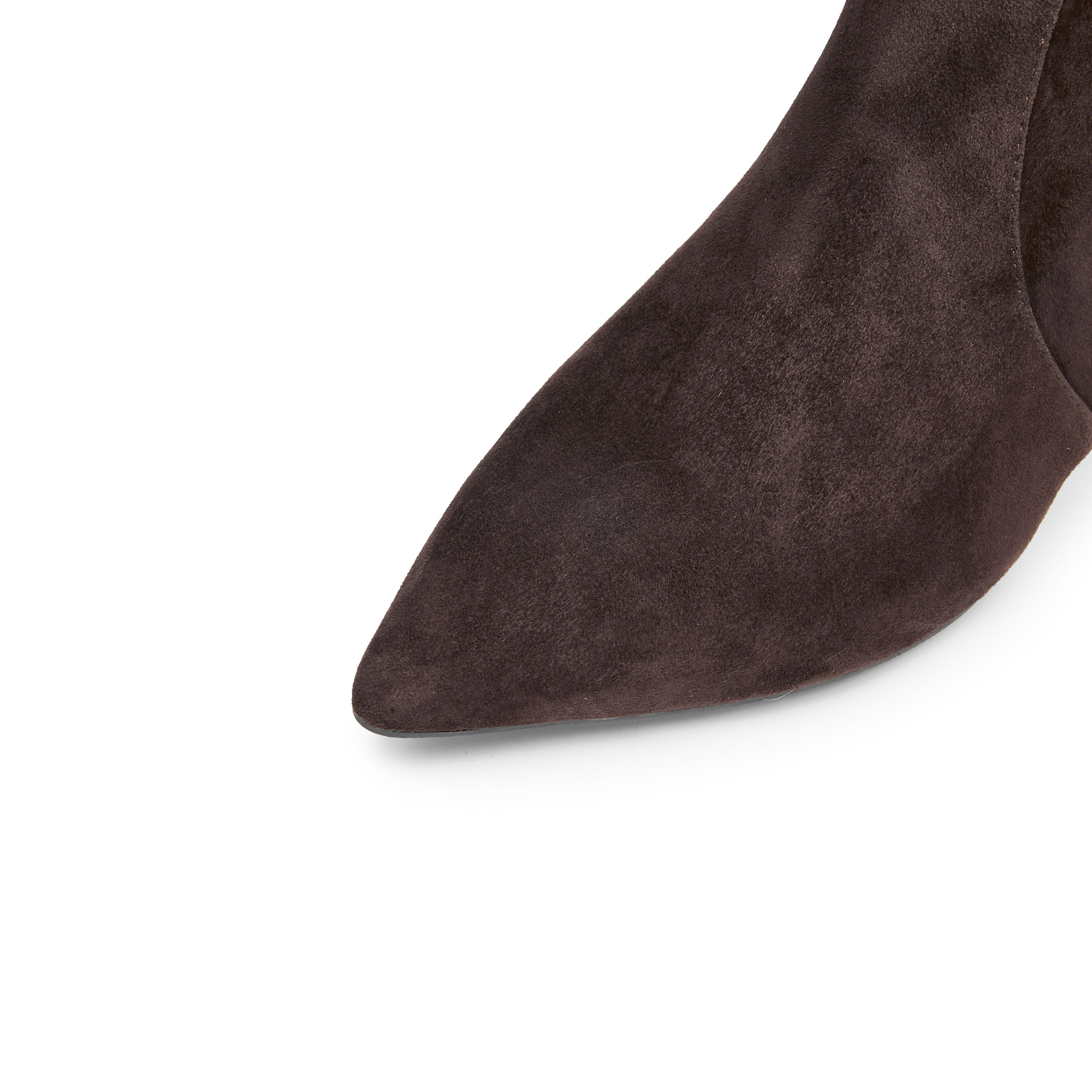 Brown Pointy Suede Ankle Sock Boots