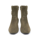 Load image into Gallery viewer, Olive Buckle Suede Ankle Heeled Boots
