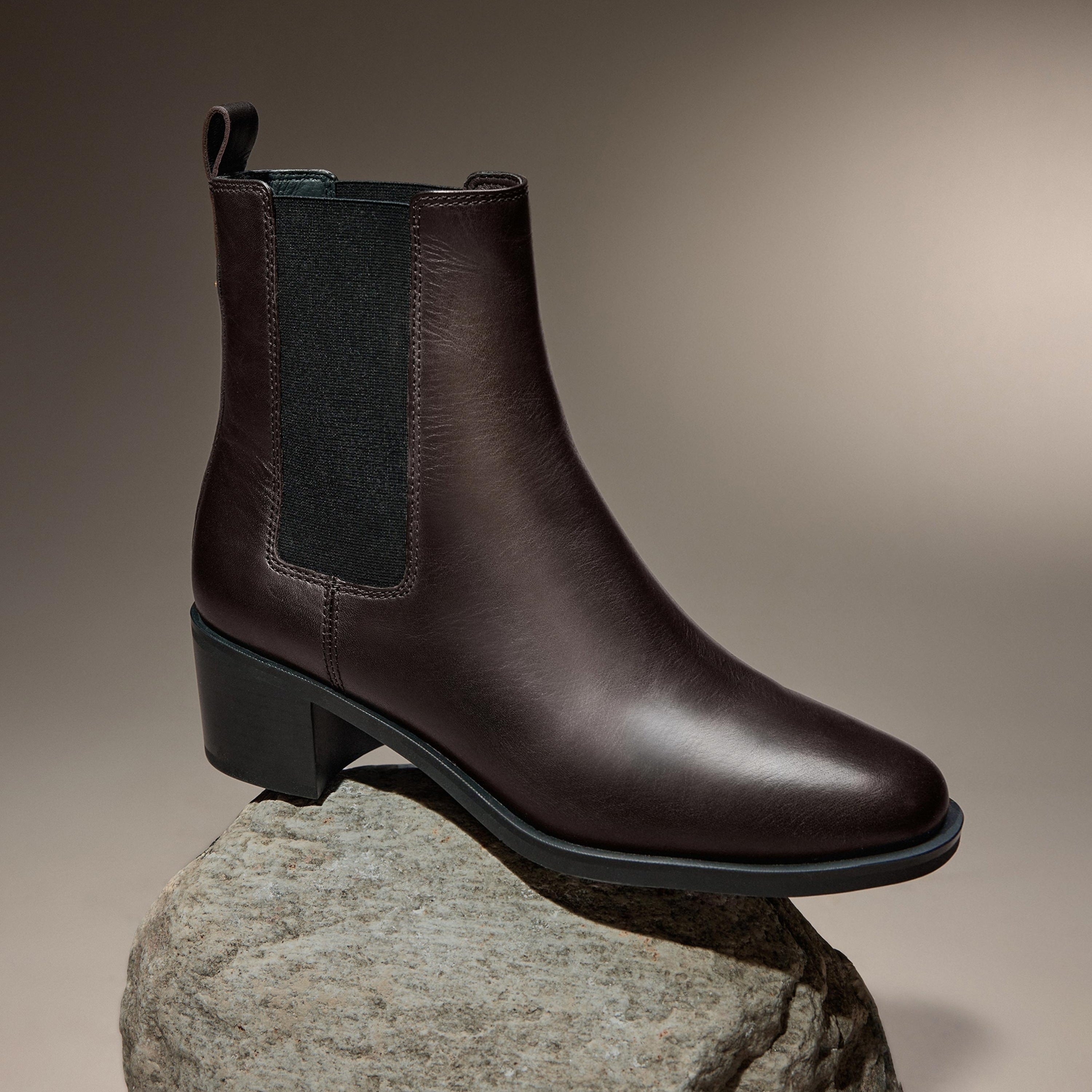 Brown Leather Heeled Ankle Charles Boots