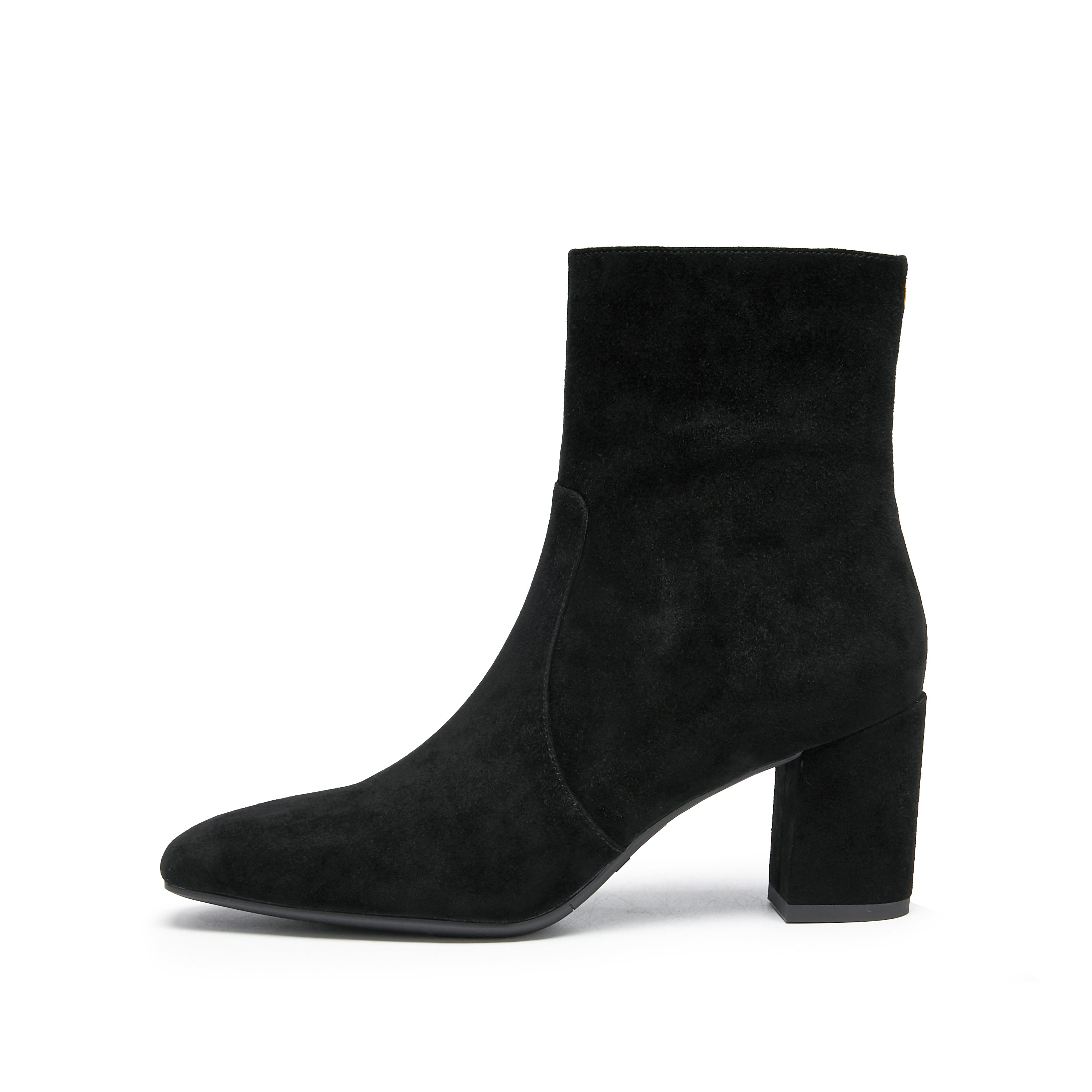 Black Suede Ankle Heeled Sock Boots