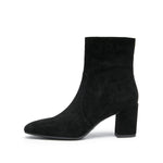 Load image into Gallery viewer, Black Suede Ankle Heeled Sock Boots
