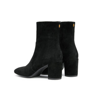 Black Suede Ankle Heeled Sock Boots