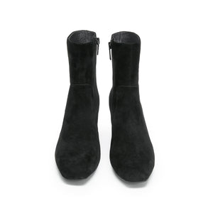 Black Suede Ankle Heeled Sock Boots