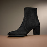 Load image into Gallery viewer, Black Suede Ankle Heeled Sock Boots
