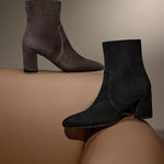 Load image into Gallery viewer, Black Suede Ankle Heeled Sock Boots
