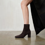 Load image into Gallery viewer, Black Suede Ankle Heeled Sock Boots
