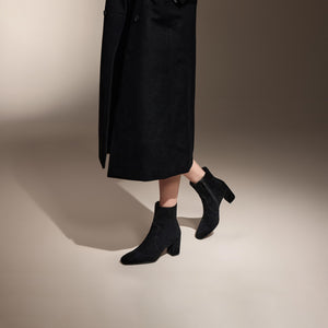 Black Suede Ankle Heeled Sock Boots