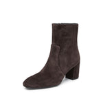 Load image into Gallery viewer, Brown Suede Ankle Heeled Sock Boots
