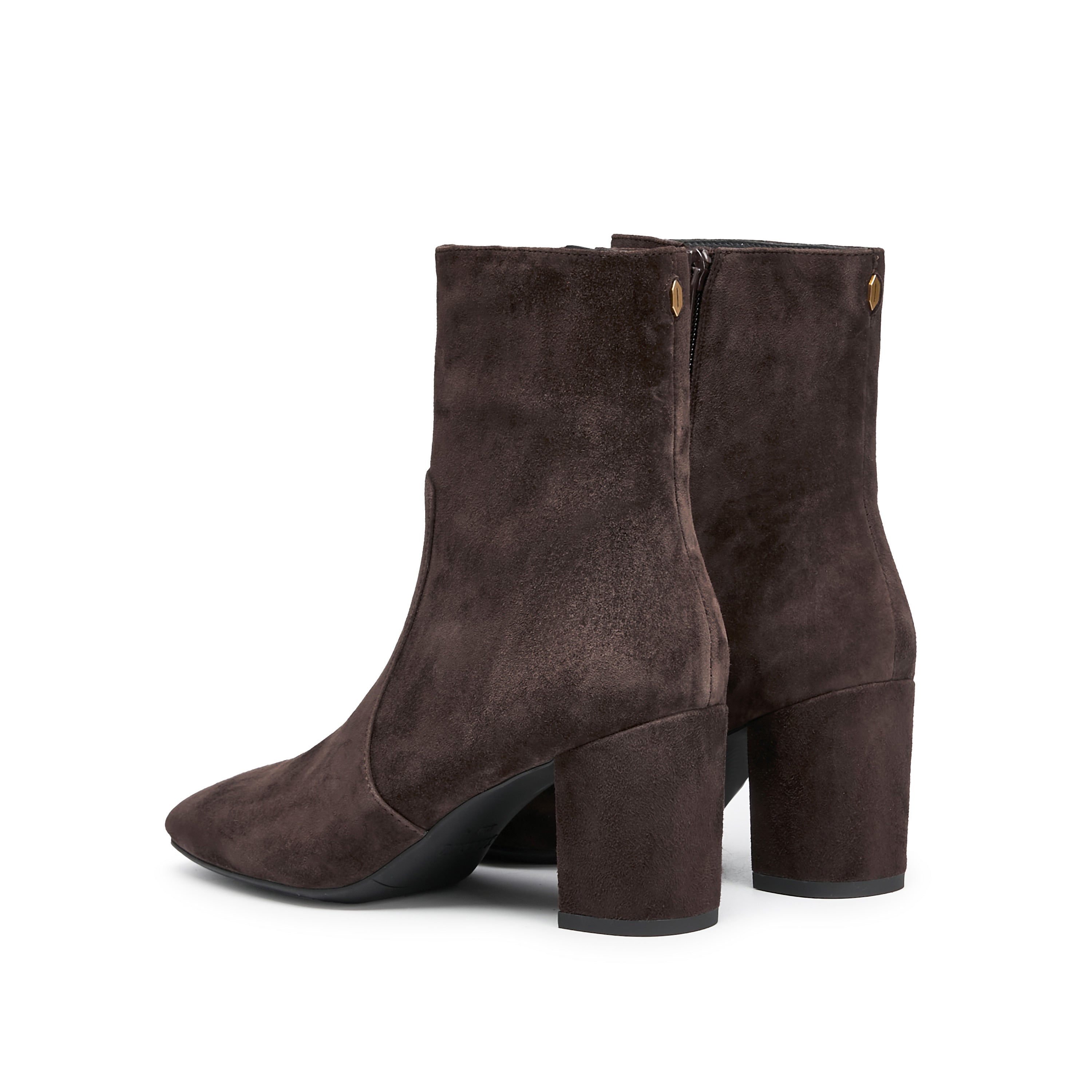 Brown Suede Ankle Heeled Sock Boots