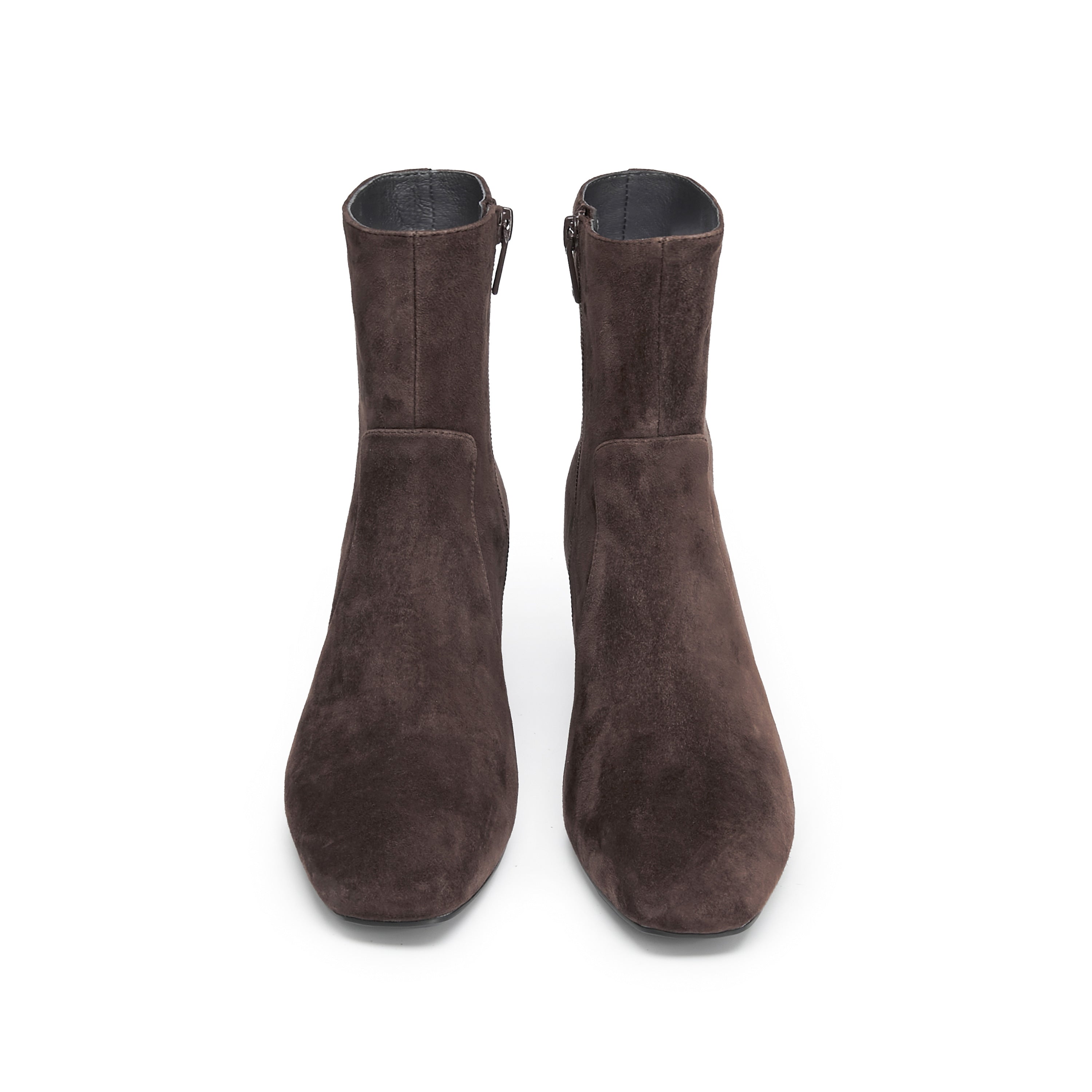 Brown Suede Ankle Heeled Sock Boots