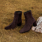 Load image into Gallery viewer, Brown Suede Ankle Heeled Sock Boots
