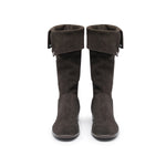 Load image into Gallery viewer, Brown Buttons Under Knee Slouchy Flat Boots
