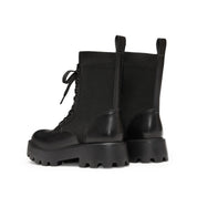 Black Lace-Up Knitted Chunky Combat Boots