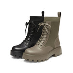 Load image into Gallery viewer, Olive Lace-Up Knitted Chunky Combat Boots
