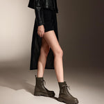 Load image into Gallery viewer, Olive Lace-Up Knitted Chunky Combat Boots
