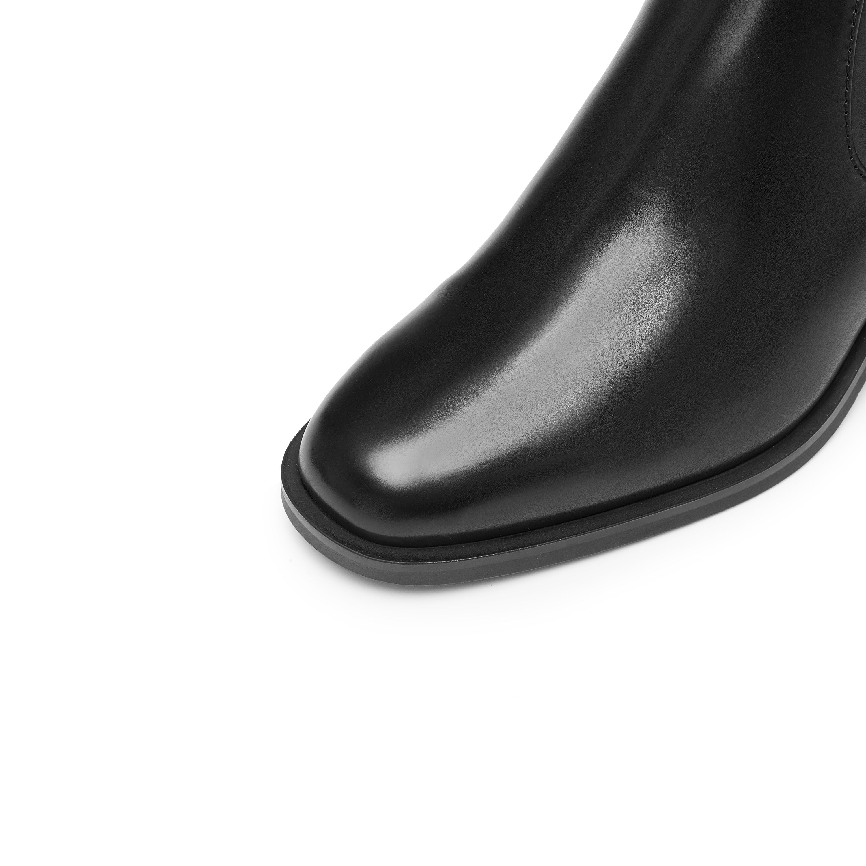 Black Golden Buckle Long Heeled Riding Boots