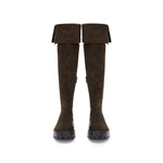 Load image into Gallery viewer, Brown Buttons Under Knee Slouchy Chunky Boots
