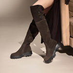 Load image into Gallery viewer, Brown Buttons Under Knee Slouchy Chunky Boots
