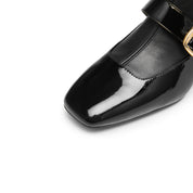 Black Golden Buckle Softy Leather Long Boots