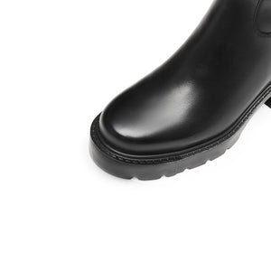 Black ST Leather Platform High Knee Riding Boots