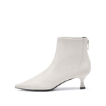 Load image into Gallery viewer, White Pointy Leather Ankle Boots
