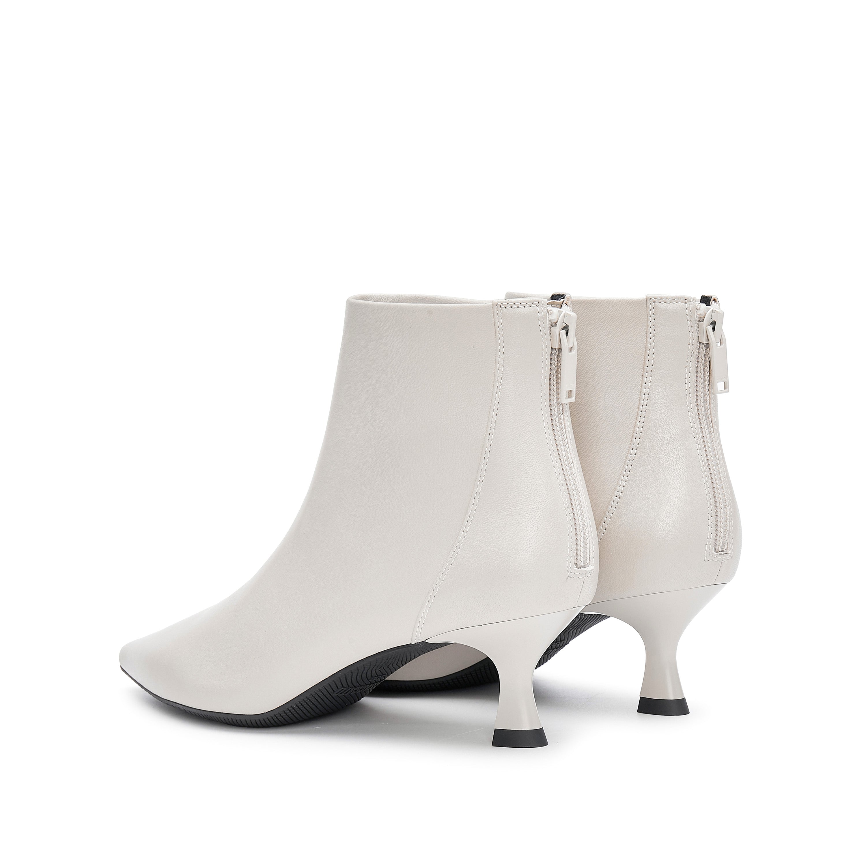 White Pointy Leather Ankle Boots