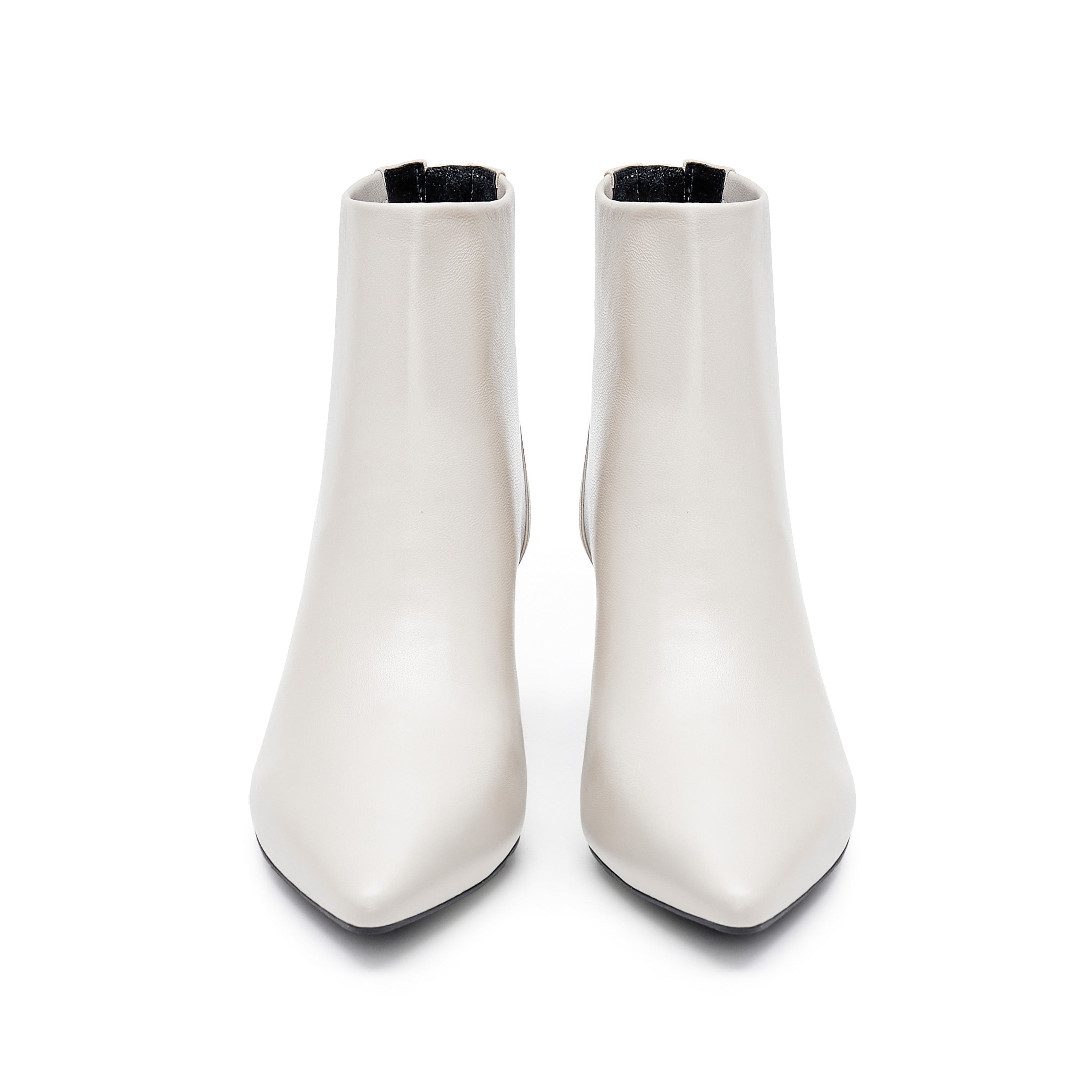 White Pointy Leather Ankle Boots