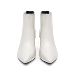 Load image into Gallery viewer, White Pointy Leather Ankle Boots
